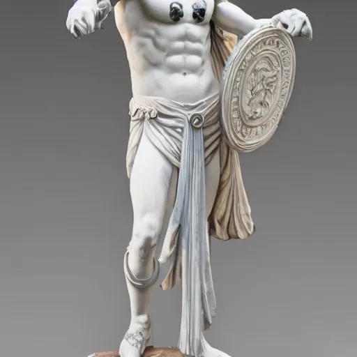 Prompt: white marble statue of the joker wearing ancient roman armor, 8 k, very detailed, very intricate,