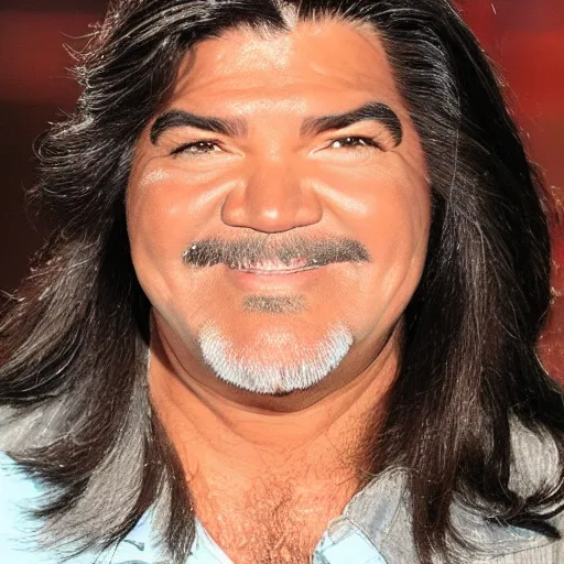 Image similar to george lopez pentecostal long hair traditional female conservative clothes face of george lopez brown hair