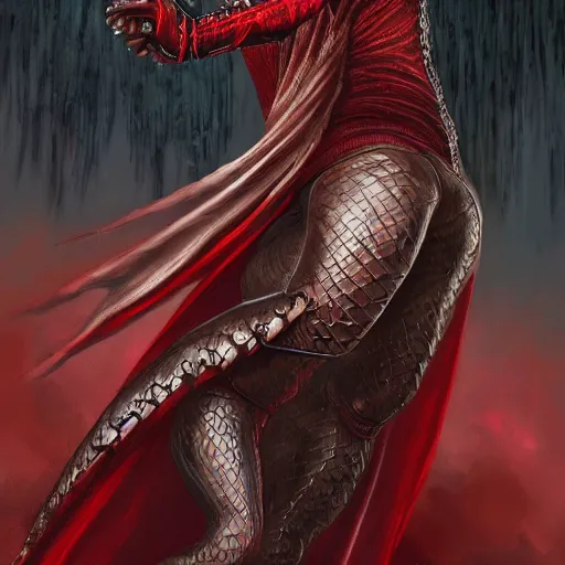 Prompt: a photograpic portrait of a black man dancing with a female devil wearing red clothes, Dark souls themed, fantasy, intricate, elegant, highly detailed, digital painting, artstation, concept art, smooth, sharp focus, illustration, art by artgerm and H R Giger and alphonse mucha