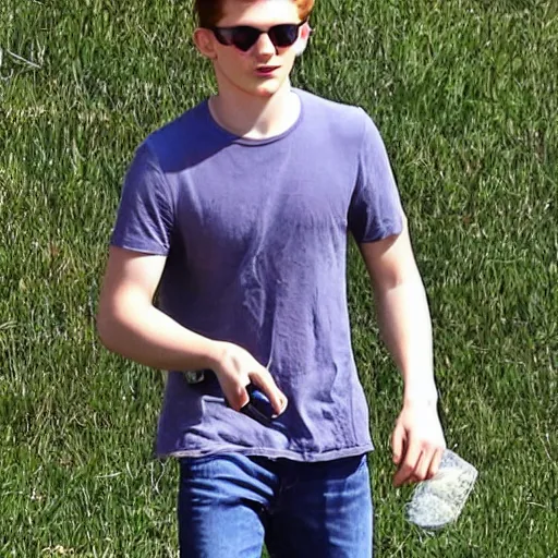 Prompt: tom holland wearing sunglasses