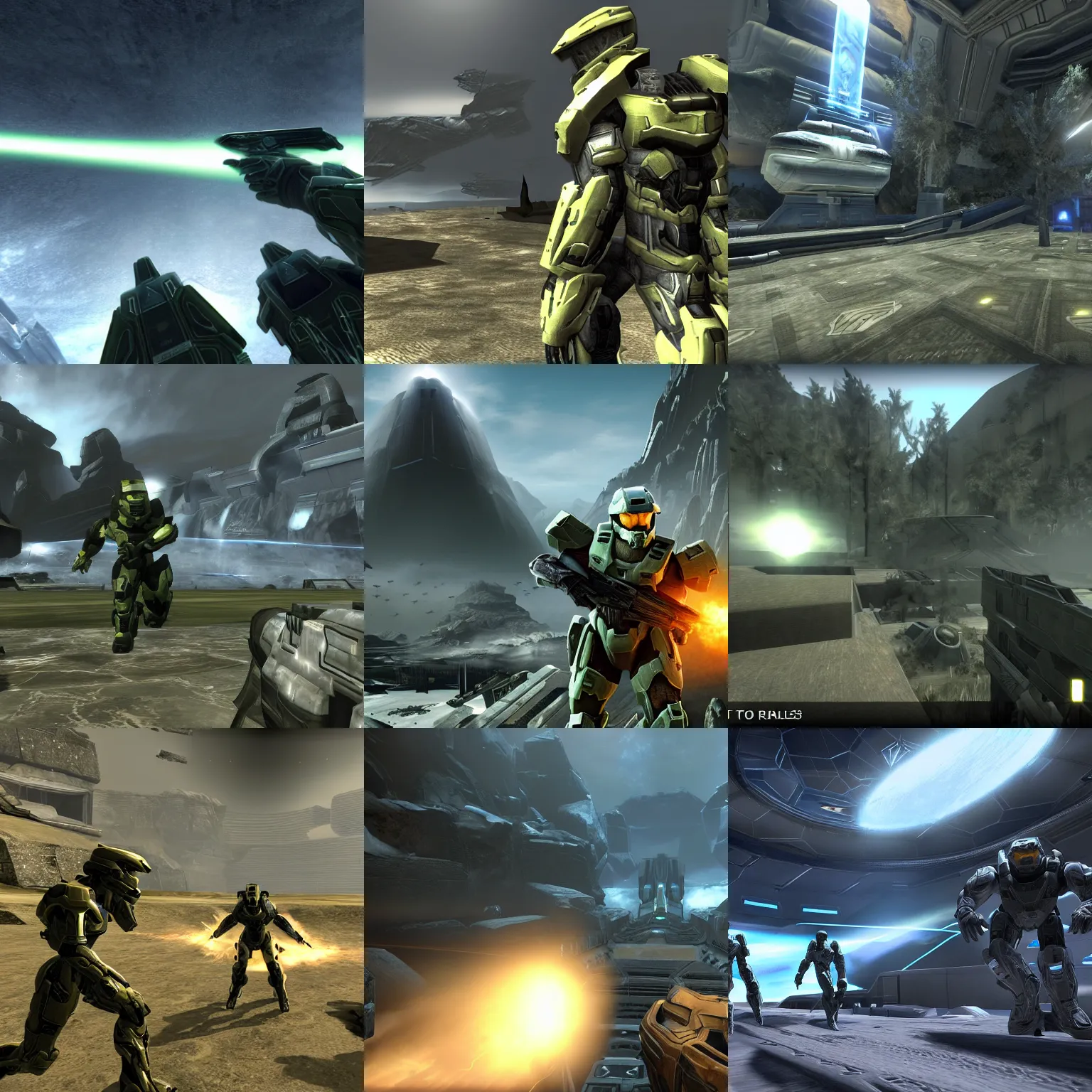 Prompt: Halo 3 in-game screenshot, liminal space