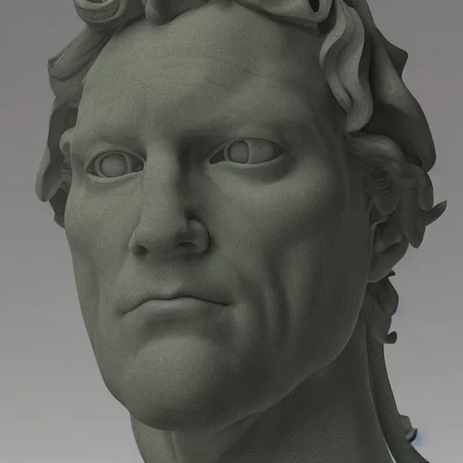 Image similar to a 3 d render of the head of david marble statue, in the style of michelangelo