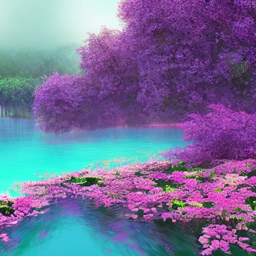 Image similar to muslim and paradise digital art beautiful landscape 4 k quality super realistic