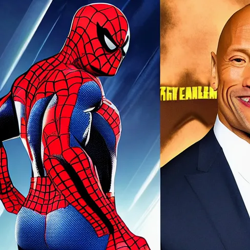 Image similar to Dwayne Johnson as Spiderman