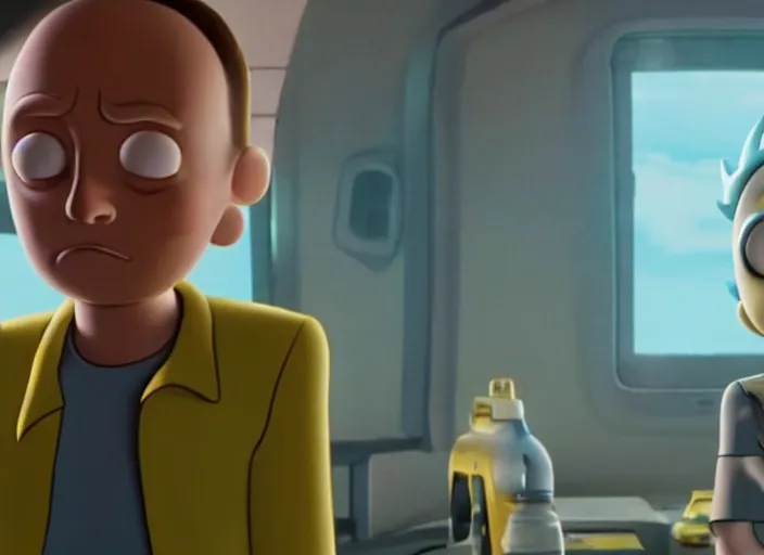 Image similar to film still of morty from rick and morty in the new scifi movie, 4 k