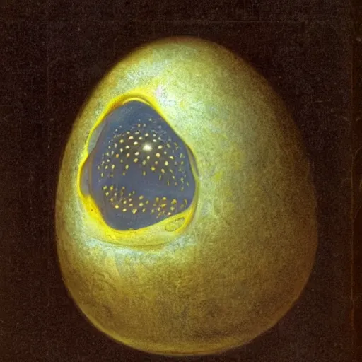 Image similar to a photo of an egg. an octompus is hatching from inside.