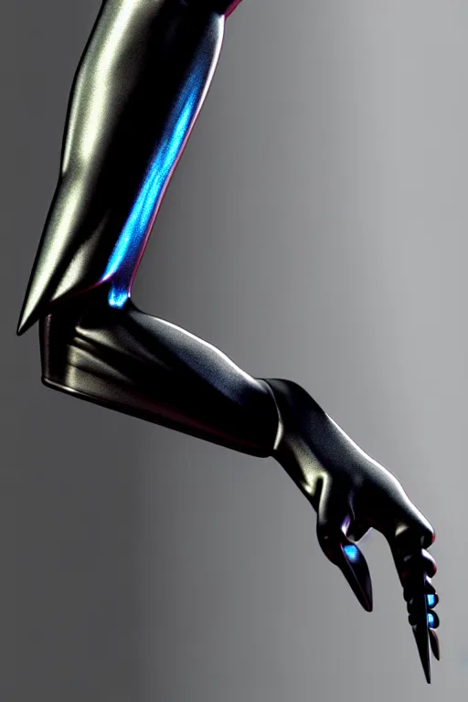 Image similar to a cyberpunk dark metallic arm prosthesis realistic proportions, electric, close look, anatomically correct hand and fingers, sci - fi, rpg, digital painting, cad render, artstation, concept art, smooth, 8 k frostbite 3 engine, ultra detailed