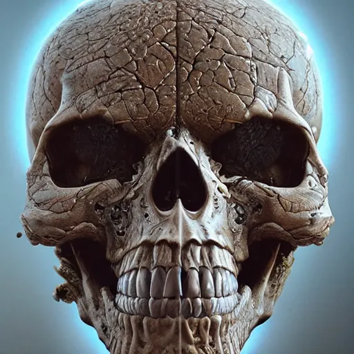 Image similar to portrait_of_a_melting_skull._intricate_abstract._intricate_artwork._by_Tooth_Wu_wlop_beeple_dan_mumford._octane_render_trending_on_artstat