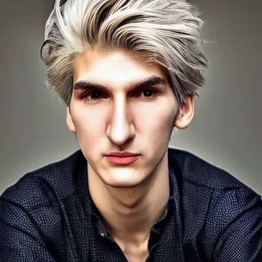 Image similar to really handsome gigachad xqc, portrait photograph : : realistic : : 1 dslr : : 1 - - quality 2