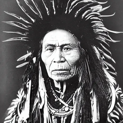 Prompt: haida tlingit portrait of chief seattle