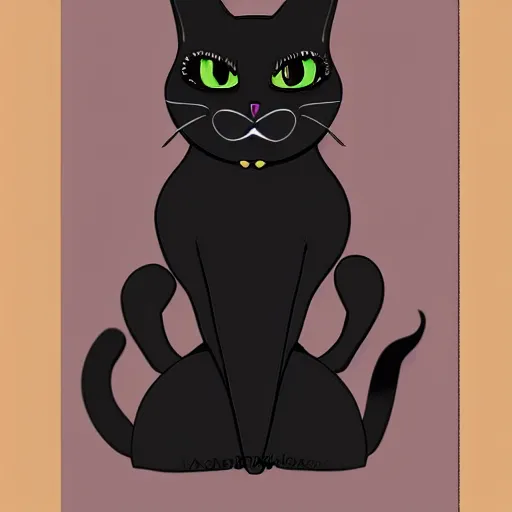 Prompt: A reference sheet for a formally dressed black cat, digital art