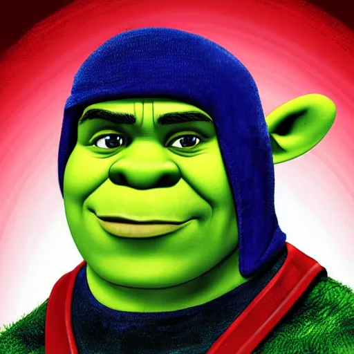 Image similar to digital painting of Shrek as Captain America