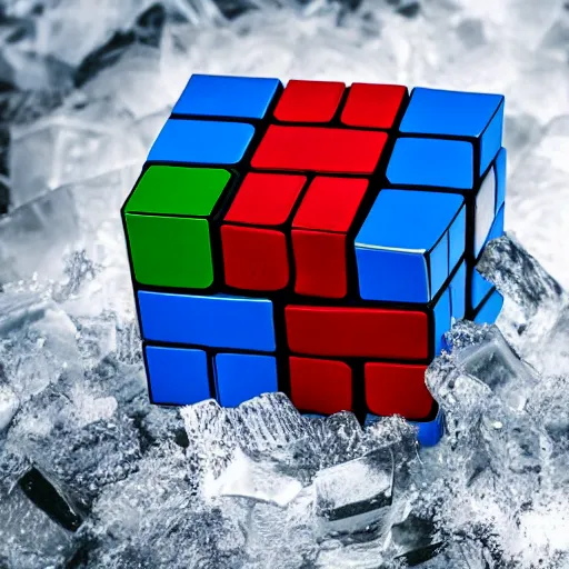 Image similar to a rubiks cube inside a block of ice