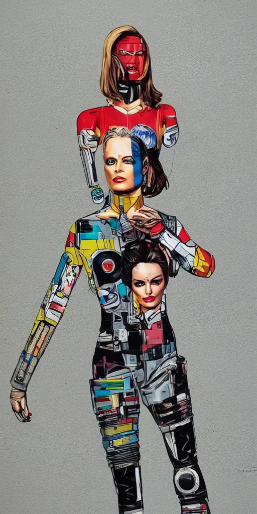 Image similar to full body painting of a female android, by MARVEL comics and Sandra Chevrier