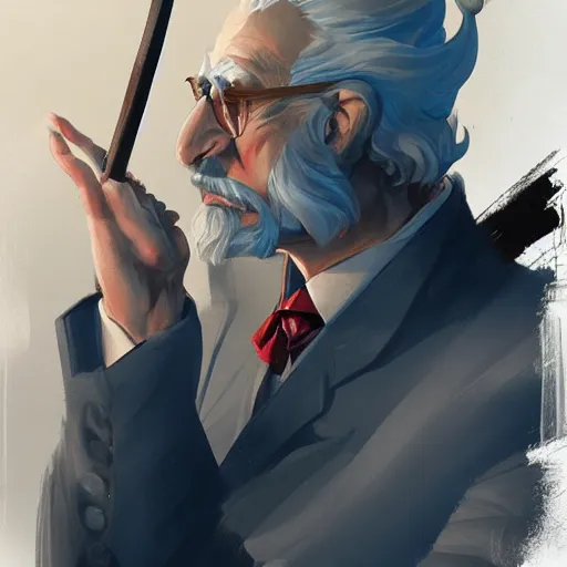 Image similar to distinguished gentleman with cane, lightning, portrait, behance hd artstation, style of jesper ejsing