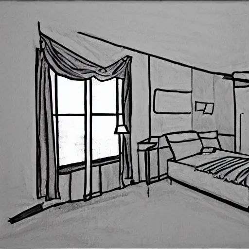 Image similar to room drawn by andrew domachowski