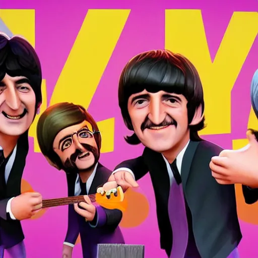 Prompt: the beatles playing fortnite