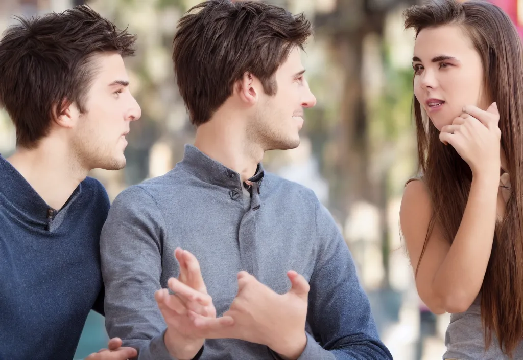 Prompt: attractive guy trying to talk to a girl, hd, high detailed