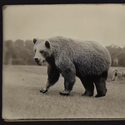 Prompt: world war 2 photo of a short faced bear