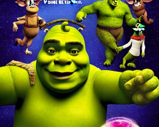 Image similar to Shrek 5: Shrek versus Robot Aliens, Movie Poster