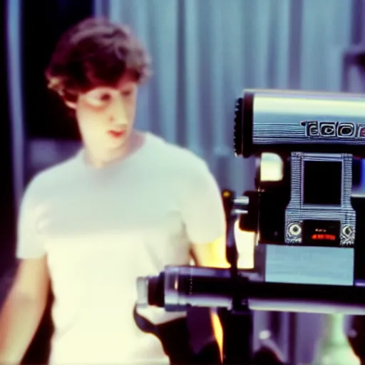 Prompt: Mark Zuckerberg tron 1982 lo-fi film camera