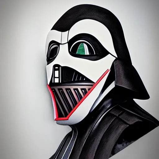 Image similar to Dart Vader with Joker head, artstation, highly detailed, highly realistic