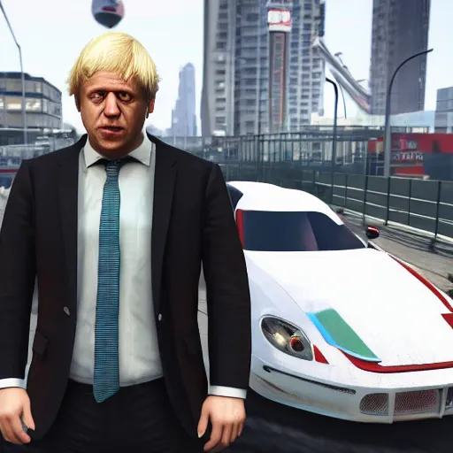 Prompt: Boris Johnson as a GTA5 protagonist rendered with octane, Ray Tracing lighting, award winning photography, unreal engine