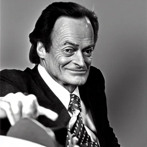 Prompt: richard feynman as a simpson in a suit