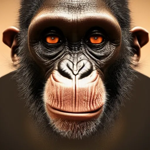 cursed hyper realistic monkey staring side eye