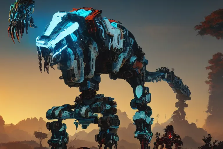 Image similar to scorcher machine mecanical creature robot of horizon forbidden west horizon zero dawn bioluminiscence global illumination ray tracing hdr fanart arstation by ian pesty and alena aenami artworks in 4 k