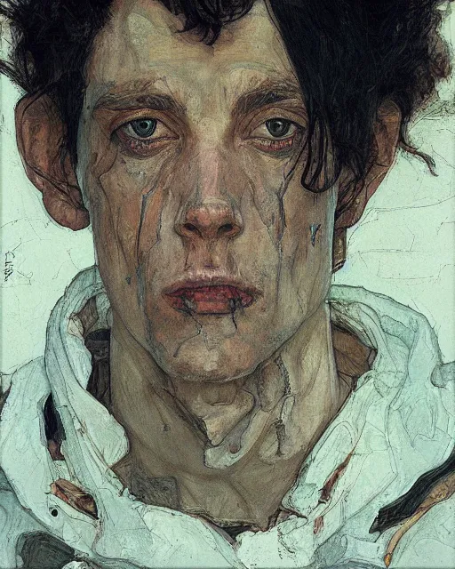 Prompt: portrait of a tyrannosaurus by greg rutkowski in the style of egon schiele