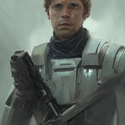 Prompt: portrait of a man by greg rutkowski, dan skywalker from star wars expanded universe, wearing tactical gear of the triunvirate of the galactic alliance, he is about 3 0 years old, highly detailed portrait, digital painting, artstation, concept art, smooth, sharp foccus ilustration, artstation hq