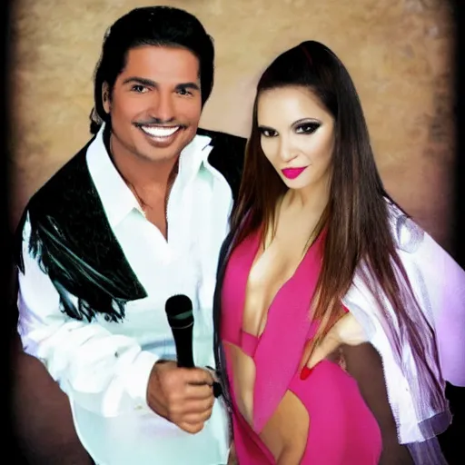 Image similar to young straight brunette hair woman latin singer duo with chayanne in the show