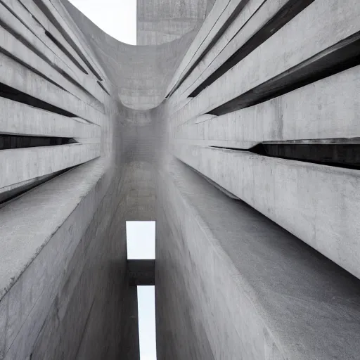 Prompt: a sci - fi brutalist monument built in brutalism architecture, unique geometry, so tall it pierces the heavens, photography