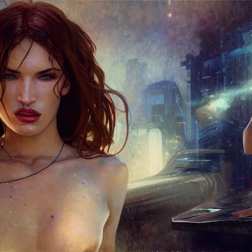 Prompt: bella thorne and megan fox, hyperrealistic, full figure, bladerunner interior apartment, art of elysium by jeremy mann and alphonse mucha and frank frazetta, fantasy art, photo realistic, dynamic lighting, artstation, full figure poster, volumetric lighting, very detailed face, 4 k, award winning