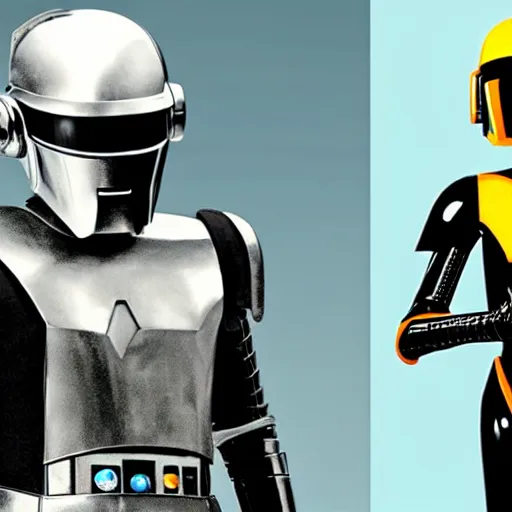 Prompt: daft punk as star wars droids