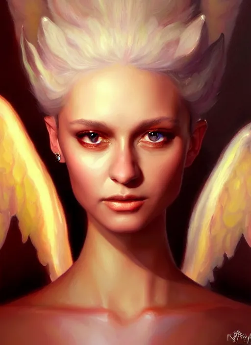 Prompt: a _ fantasy _ style _ portrait _ painting _ of nina ricci as an angel, oil _ painting _ unreal _ 5 _ daz. _ rpg _ portrait _ extremely _ detailed _ artgerm _ greg _ rutkowski _ greg