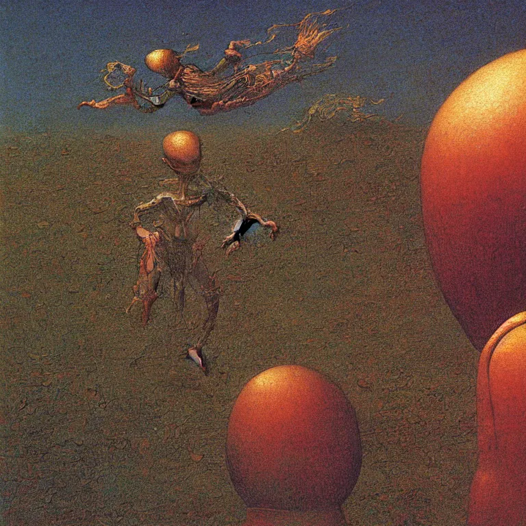 Image similar to humpy dumpty, detailed, by beksinski, jean jean delville