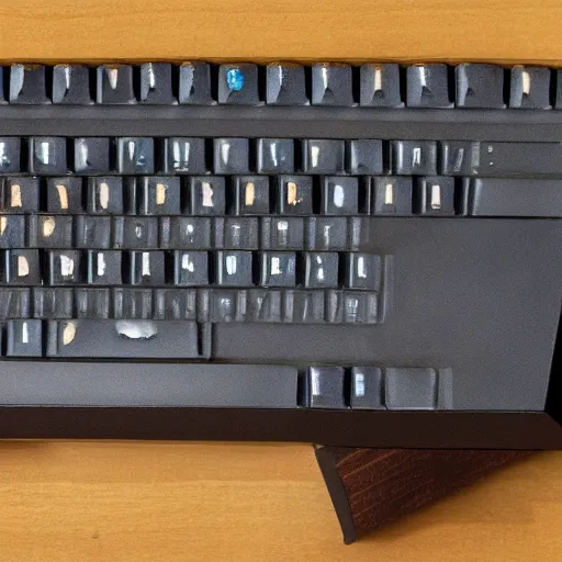 Prompt: an ergox split keyboard carved from meteorite