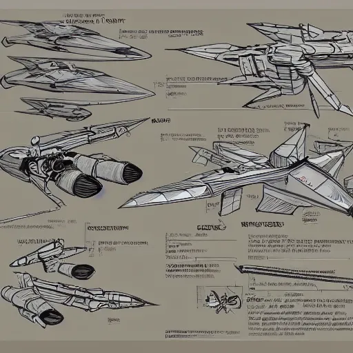 Image similar to sketches of fighting spaceship, full page, technical, detailed