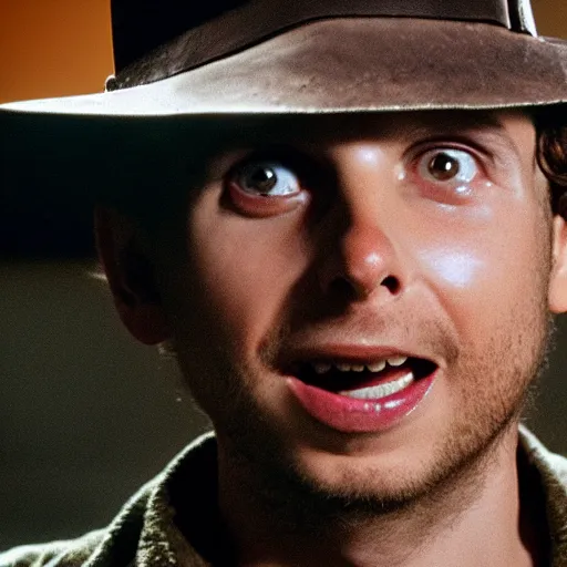 Image similar to Michael Cera as indiana jones in raiders of the lost ark, 8k resolution, full HD, cinematic lighting, award winning, anatomically correct