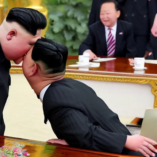 Image similar to kim jong un kissing joe biden