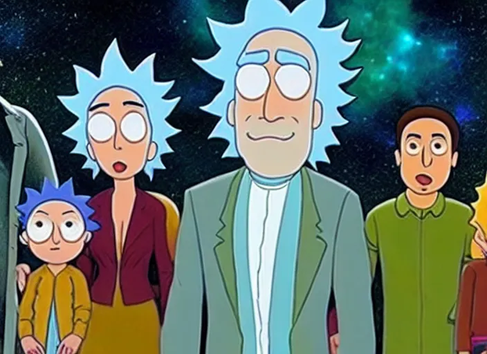 Prompt: film still of rick sanchez family portrait in the new scifi movie 4 k,,,,,,,,,,,,,,,,,,,,,,,,,,,,,,,,,,,,,,,,,,,,,,,, rick and morty