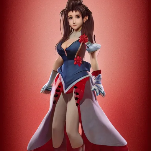 Image similar to full body shot of aerith gainsborough, concept art trending on artstation