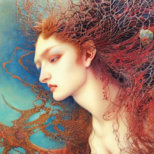 Prompt: realistic detailed image of young mermaid by Ayami Kojima, Amano, Karol Bak, Greg Hildebrandt, and Mark Brooks, Neo-Gothic, gothic, rich deep colors. Beksinski painting, part by Adrian Ghenie and Gerhard Richter. art by Takato Yamamoto. masterpiece
