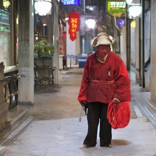 Image similar to Chinese peasant in Shanghai at night