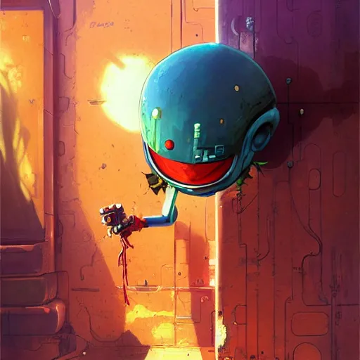 Image similar to robot alien luffy, thief, by isaac asimov and marc simonetti