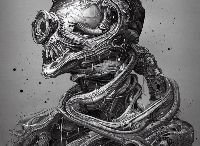 Image similar to a dream microphone in a dystopic world full of aberration, black & white, melting, webbing, 8 k, by tristan eaton, stanley artgerm, tom bagshaw, greg rutkowski, carne griffiths, ayami kojima, beksinski, giger, trending on deviantart, face enhance, hyper detailed, minimalist, horror, alien