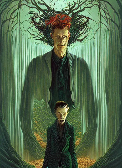 Prompt: poster artwork by Michael Whelan and Tomer Hanuka, Karol Bak of the windigo, from scene from Twin Peaks, clean