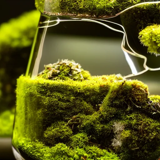 Image similar to moss terrarium beautiful 4 k close - up highly detailed stunning lighting